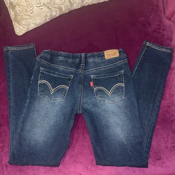 Levi's Classic Indigo Jeans Dark Blue Denim Super Skinny Knit Jean sz 14 Regular - Picture 1 of 14